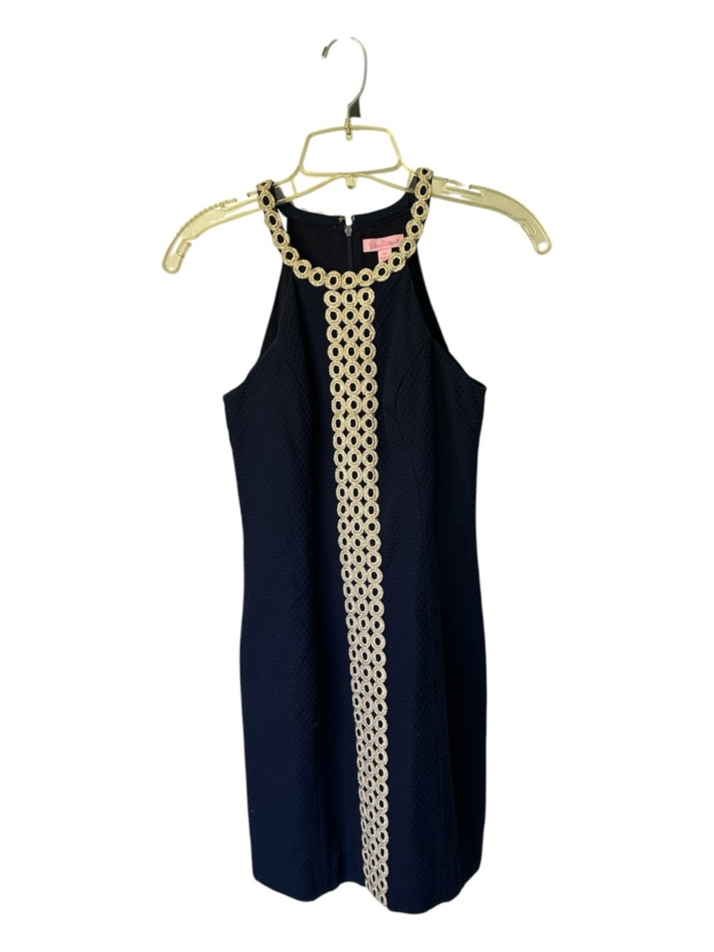 Lily Pulitzer Sasha Dress Navy Gold Sleeveless Halter Size 00 - Picture 3 of 9
